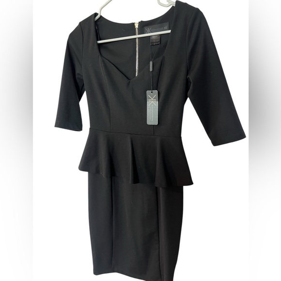 Kardashian Collection Black Peplum Dress - Size Extra Small - New with Tags! - Picture 1 of 6